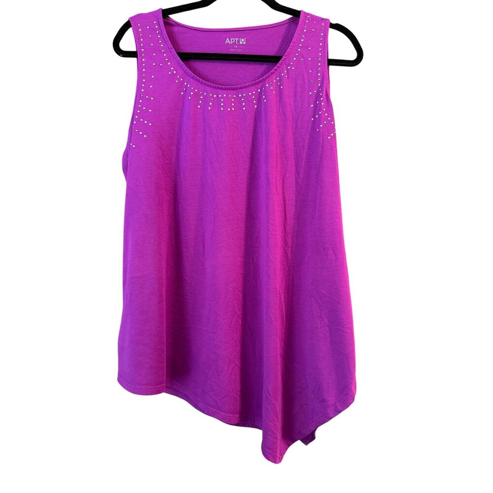 Apt. 9 Women's Plus Size Purple & Silver Asymmetrical Hem Tank Top Size 1X